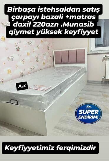 açılıb bağlanan yataq: Təknəfərlik çarpayı, Bazalı, Matras ilə — 1