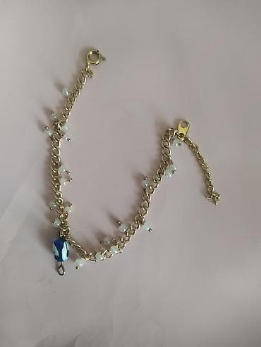 Qızılı rəngli zəncir qolbaq – muncuqlu dizayn - Material: metal