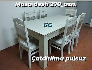 stulla: Sifarisle Masa 6 stul 270_azn.Açilan masa olduqda 300_azn.Ölcü — 2