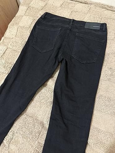 jeans: Qara şalvar – dar kəsim, aşağı hissədə fermuarlı model - Rəng — 3