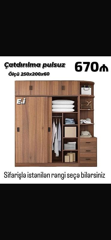 Sürgülü qapılı dolab – geniş və funksional dizayn - Ölçü: 250 x 200 x at lalafo.az Sürgülü qapılı dolab – geniş və funksional dizayn - Ölçü: 250 x 200 x