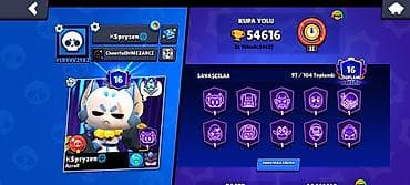 bas: Brawl Stars oyunu üçün inkişaf etmiş hesab - Kupa yolu: 54 616 (ən — 1