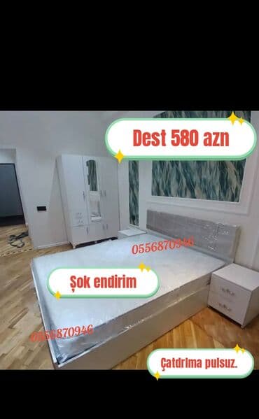 metbex şkafı: İkinəfərlik çarpayı, Dolab, 2 tumba, Azərbaycan, Yeni — 1