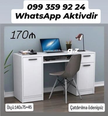 açılıb yığılan masa: Kompüter masası, Yeni, Açılmayan, Taxta, Dördbucaq masa — 1