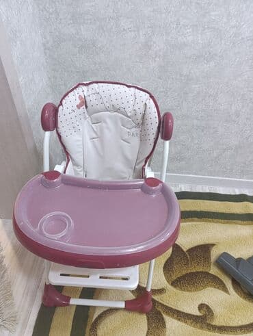 qidalandırmaq üçün uşaq stul yelləncək: Uşaq yemək kreslosu - Rəng: ağ/bənövşəyi - Stabil metal karkas — 3