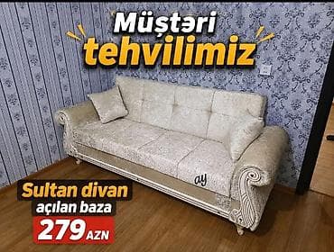 Sultan divan – açılan baza - Klassik dizaynlı, naxışlı yan dayaq və