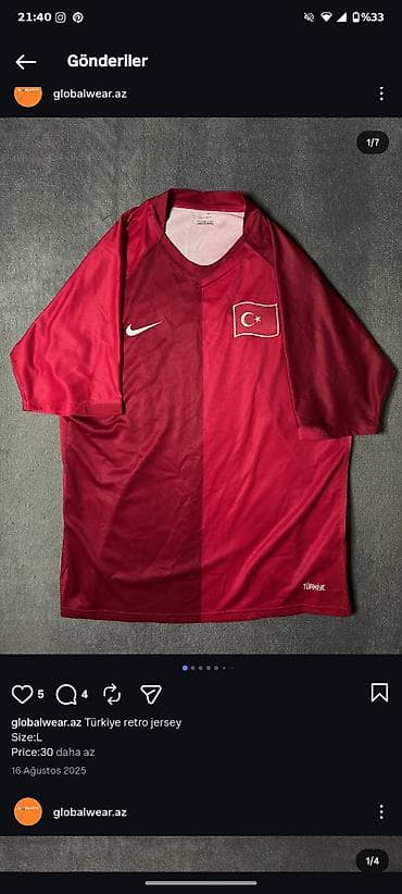 daxili qoşunlar forma: Futbolka, Nike, L, rəng - Qırmızı — 2