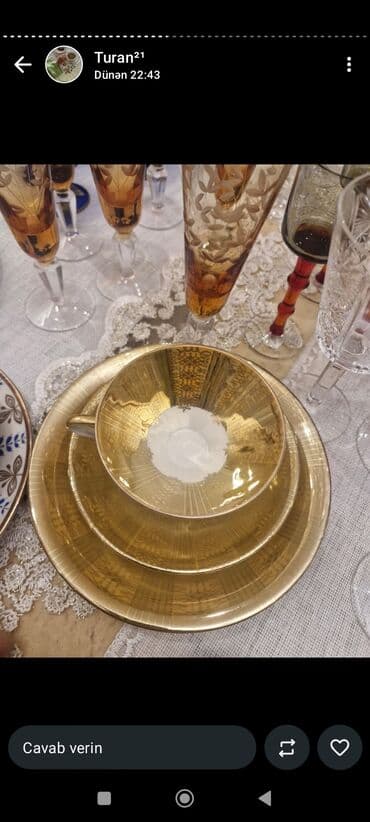 Süfrə aksesuarları: Çay dəsti, rəng - Ağ, Farfor — 5