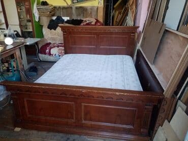 ткань бязь: Б/у, Двуспальная кровать, Без подьемного механизма, С матрасом, Без выдвижных ящиков — 3