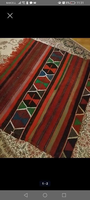 xalca kilim: Məhsul: Əl toxuması kilim (2 tərəfli naxışlı) Təsvir: - Rəng — 2
