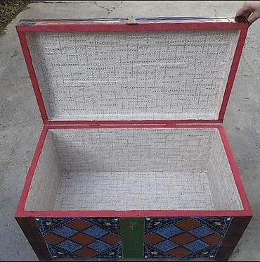 ikinci əl saatlar: Taxta əl işı – naxışlı sandıq - Material: massiv taxta, əl ilə — 6