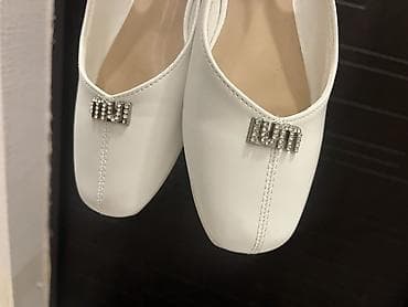 Женская обувь: Ağ rəngli qadın balerinləri/slingback ayaqqabılar - Burun: yumru - Üst — 4