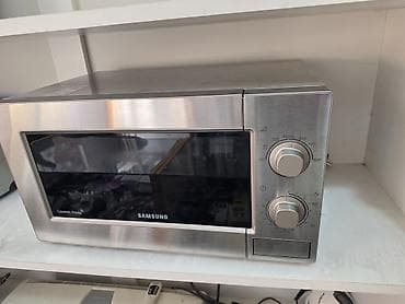 Mikrodalğalı sobalar: Mikrodalğalı soba Samsung, Ayrıca dayanan, Mikrodalğalar ilə, rəng - Gümüşü, İşlənmiş — 1
