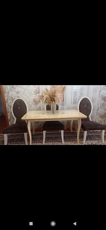 nejavik stol: Qonaq otağı üçün, İşlənmiş, Açılan, Dördbucaq masa, 8 stul — 1