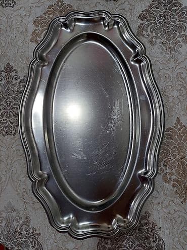 Metall oval servis qabı/tray - Material: paslanmayan metal (parlaq