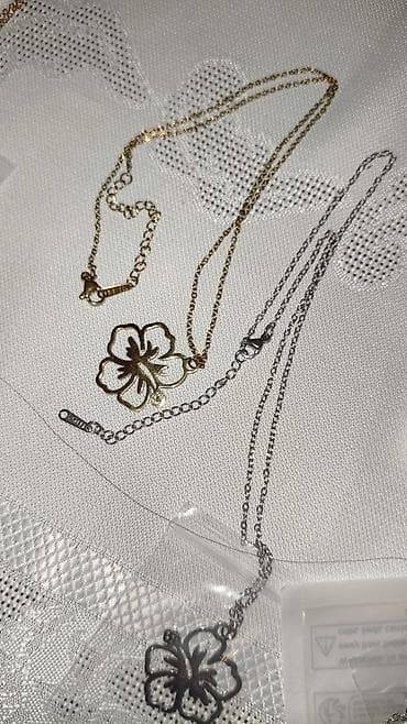 Ювелирные изделия: Zərif çiçək və kəpənək asqılı boyunbağılar dəsti - Material — 1