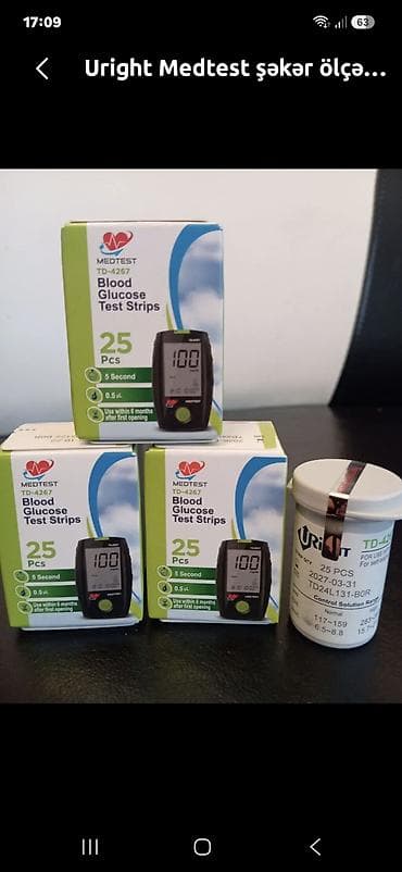 Глюкометры: Uright Medtest qan şəkəri test zolaqları – TD-4267 modelinə uyğun — 1