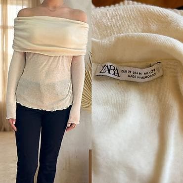 ZARA off-shoulder bluz - Rəng: krem/ivory - Model: çiyinləri açıq