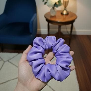 Satendən saç scrunchie (saç rezini) - Material: hamar və parlaq satən — 6