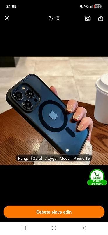 Məhsul: iPhone 15 üçün qoruyucu telefon qabı Rəng: Qara