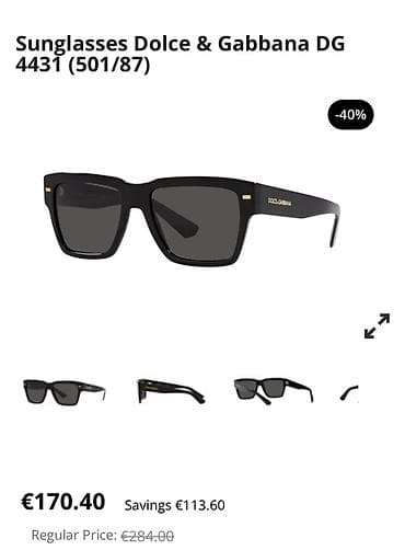 Gün eynəyi, Dolce & Gabbana, İşlənmiş