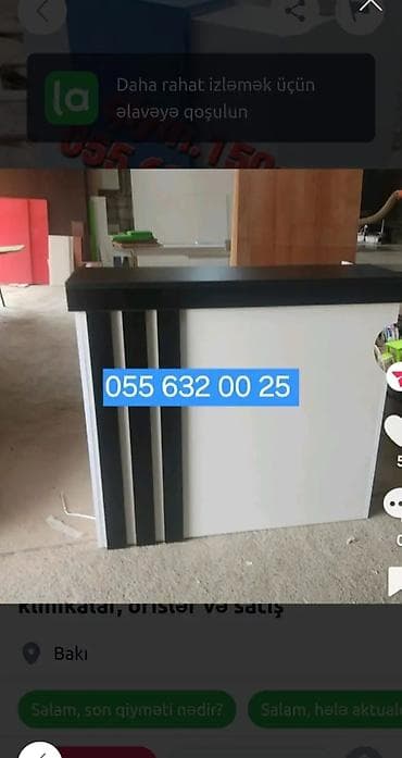 Sifarişlə ev mebeli: Resepsn masası – kompakt və funksional dizayn - Ölçü: təxmini 170 sm — 10