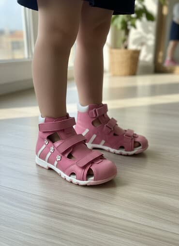 Uşaq üçün ortopedik sandal - Rəng: çəhrayı, ağ detallar - Model