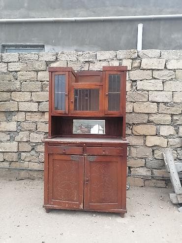 dolab: Antik üslubda mətbəx bufeti/kredensa - Material: tam ağac (taxta — 2