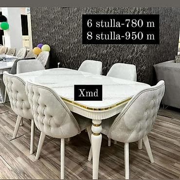 parca: Yemək otağı dəsti – ağ tonlarda modern klassik dizayn. - Dəst — 1