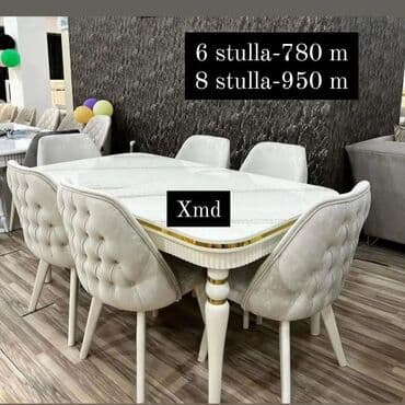 mətbəxt stol stulları: Qonaq otağı üçün, Yeni, Dördbucaq masa, 6 stul — 6