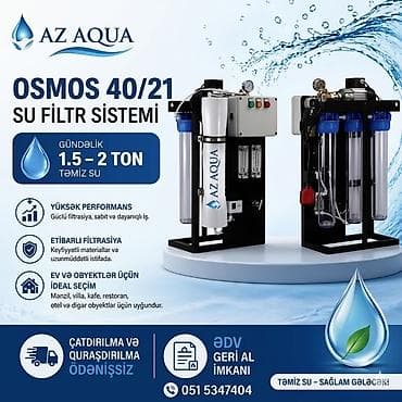 OSMOS 40/21 su filtr sistemi – AZ AQUA - Gündəlik 1.5–2 ton təmiz su