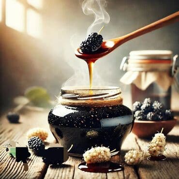 Təbii Tut Pekmezi - Tərkibi: 100% tut meyvəsindən uzunmüddətli, aşağı