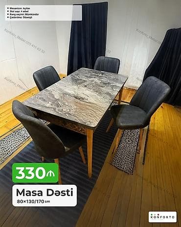 kohnə stul: Masa Dəsti - Masa ölçüsü: 80×130/170 sm (mexanizm: açılan, uzadıla — 1