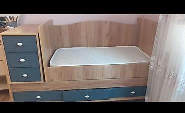 komod satilir: Uşaq çarpayısı və komodlu modul dəst - Material: ağac naxışlı — 1