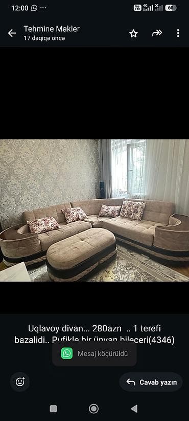 Uqlavoy divan. 280azn . 1 terefi bazalidi. Pufikle bir ünvan