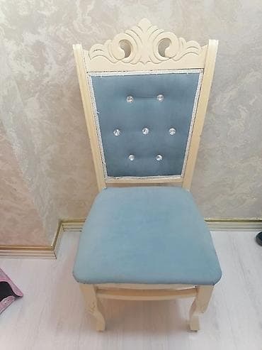 yemek stol: Qonaq otağı üçün, İşlənmiş, Qatlanmayan, rəng - Göy Stul — 1