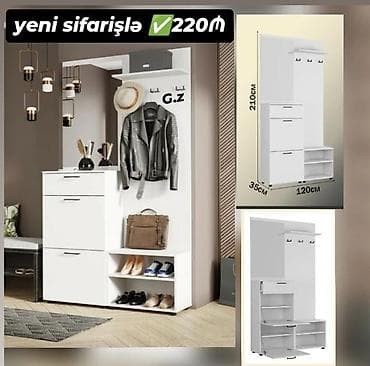dolablar ucuz: Dəhliz üçün çoxfunksiyalı asılqanlı dolab sistemi - Ölçülər — 1