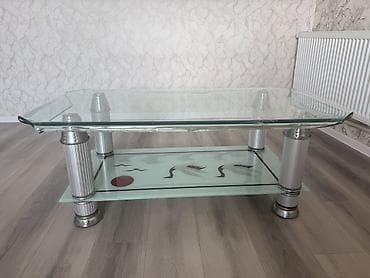 Şüşə jurnal/çay masası - Material: temperli şəffaf şüşə üstlük, mat — 2