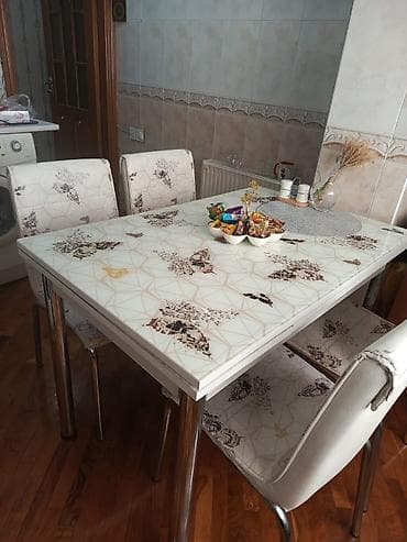 balkon masa: Mətbəx üçün, İşlənmiş, 4 stul — 1
