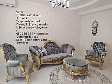 Klassik üslubda qonaq otağı dəsti Tərkibi: - 1 ədəd üçnəfərlik divan