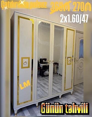 Dörd qapılı dolablar təmiz laminatla 📌 Qiymət : 270₼ Ölçü : 2 x 1.60