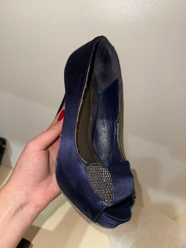 şnurlu qadın mokasinləri: Tuflilər, Ölçü: 38, rəng - Göy, İşlənmiş — 2