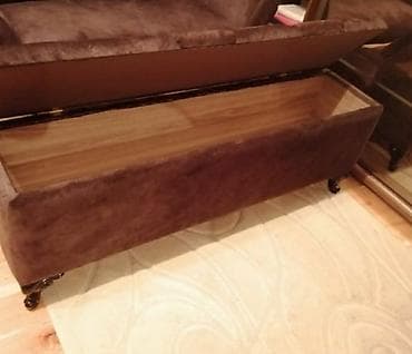 bag desti: Qəhvəyi rəngdə, yumşaq məxmər/parça ilə üzlənmiş saxlama funksiyalı — 3