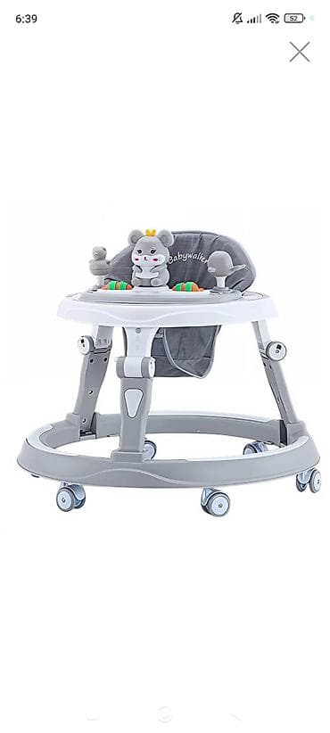 arabası: Uşaq gəzdirəni (baby walker) – boz və ağ rəng çalarlarında, dairəvi — 1