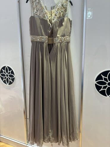 Zərif ziyafət/libas - Rəng: taupe/şam ağacı tonlarında boz‑bej -