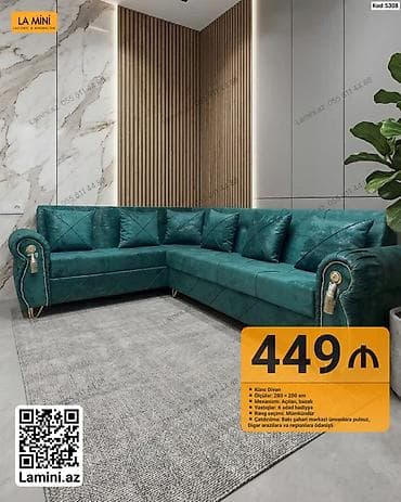 oturaca: Künc Divan – Kod: 5308 - Ölçülər: 280 × 200 sm - Mexanizm: Açılan — 1