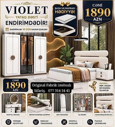 metbext dolabi: VIOLET yataq dəsti – zərif dizayn və funksionallığın birləşməsi — 1