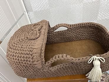 Əl işi toxuma beşik-səbət - Material: qalın toxuma ip (trikotaj