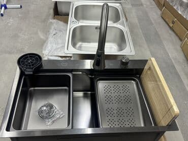 qab suşilka: Düzbucaqlı Mətbəx çanağı, Şkafsız, Paslanmaz polad — 1