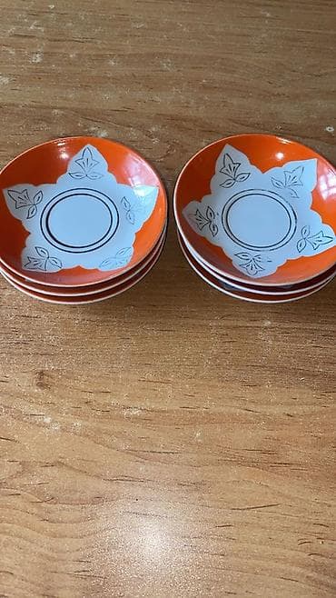 Süfrə qab-qacaqı: Nəlbəkilər, 6 ədədli dəst, rəng - Narıncı, SSRİ — 3